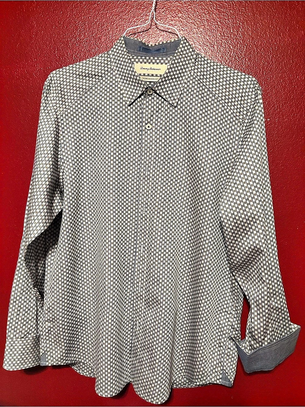 Tommy Bahama Island Modern Fit Geometric Cotton Shirt Size Medium